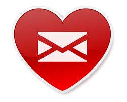A red heart with a white envelope.