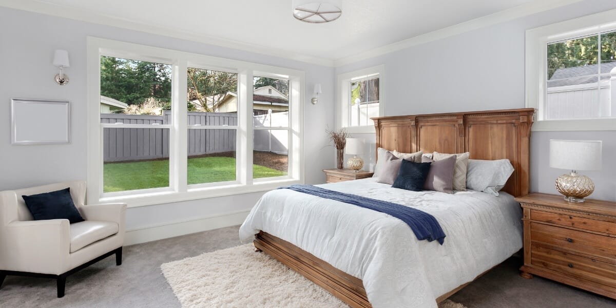 Anlin Windows in master bedroom of home. Anlin Windows in master bedroom of home.